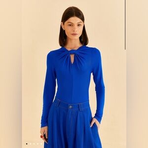 Farm Rio Bright Blue Long Sleeve Bodysuit